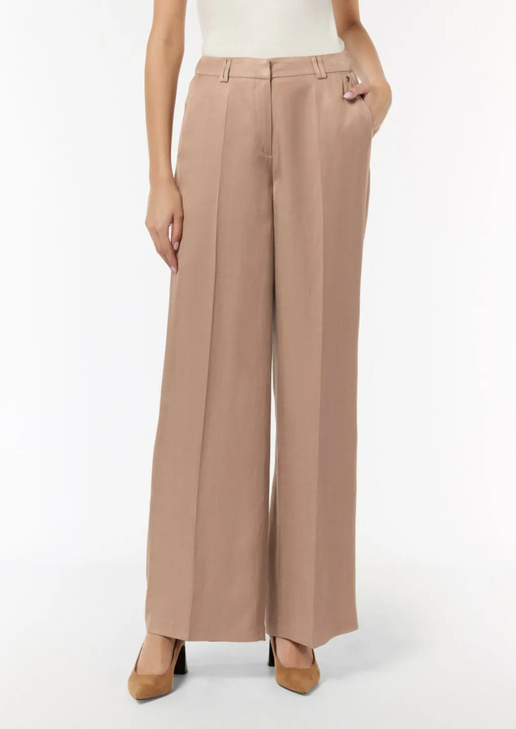 Wide-Leg-Hose aus Leinenmix-Comma Hot