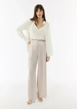 Wide-Leg-Hose aus Lyocell mit Elastikbund und angedeuteten Taschen-Comma Fashion