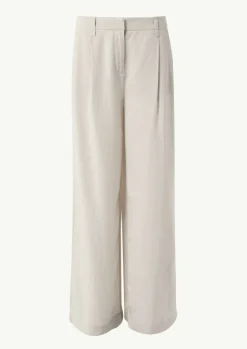 Wide-Leg-Hose aus Lyocell mit Elastikbund und angedeuteten Taschen-Comma Fashion