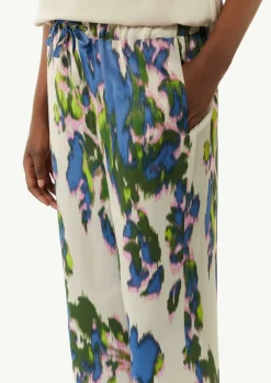 Wide-Leg-Hose aus Satin mit All-over-Print-Comma Outlet