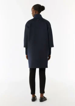 Wollmantel mit geripptem Kragen und Ärmeln-Comma New