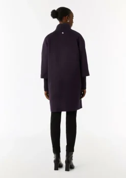 Wollmantel mit geripptem Kragen und Ärmeln-Comma Discount