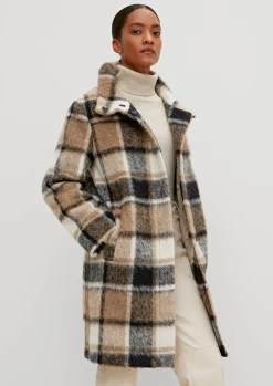 Wollmix-Mantel mit Karo-Muster-Comma Sale