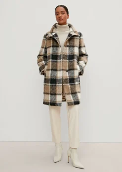 Wollmix-Mantel mit Karo-Muster-Comma Sale
