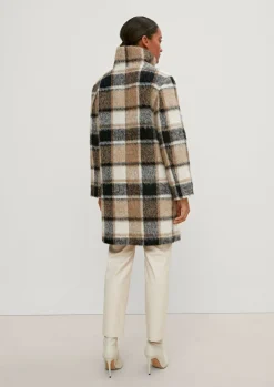 Wollmix-Mantel mit Karo-Muster-Comma Sale