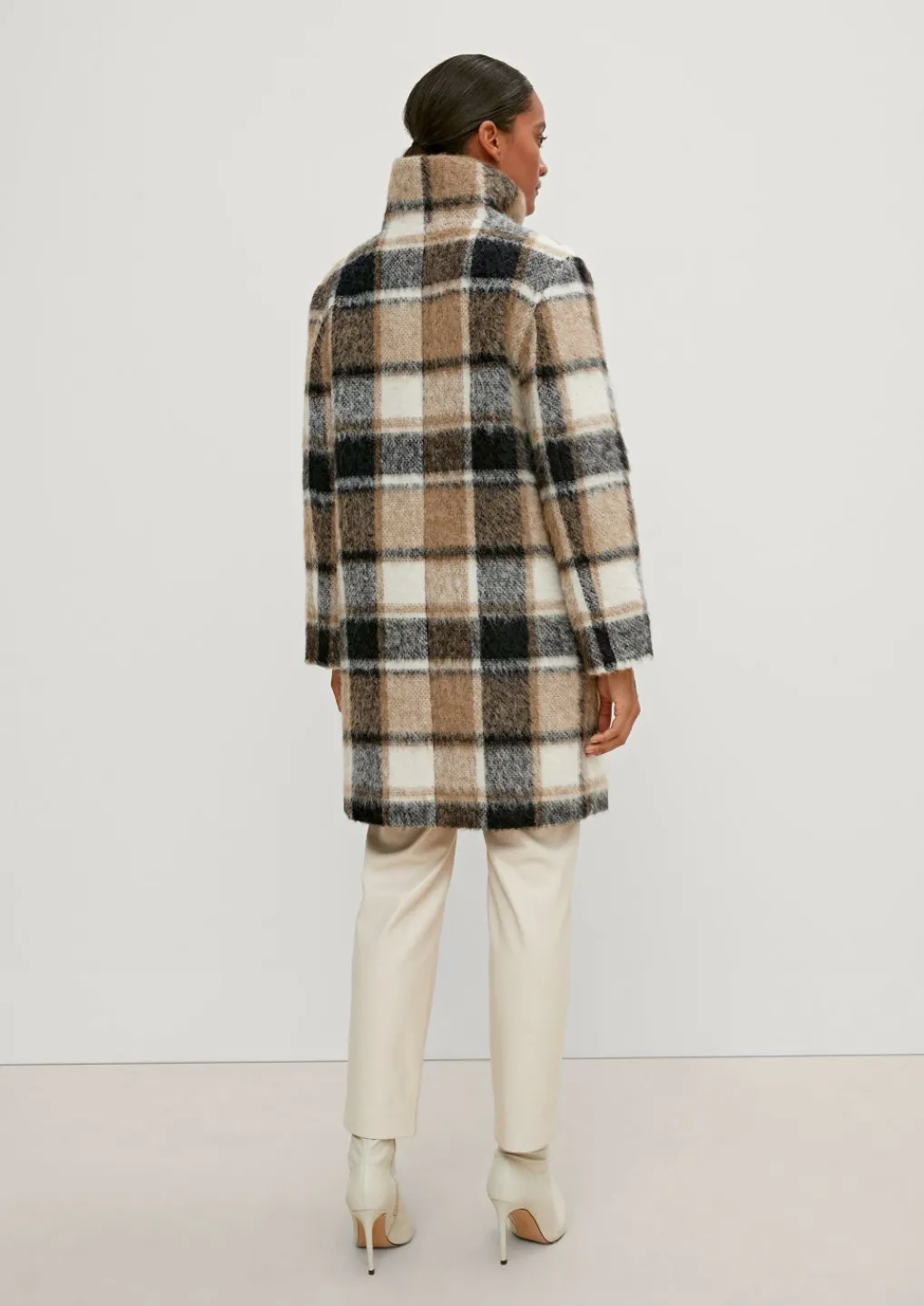 Wollmix-Mantel mit Karo-Muster-Comma Sale